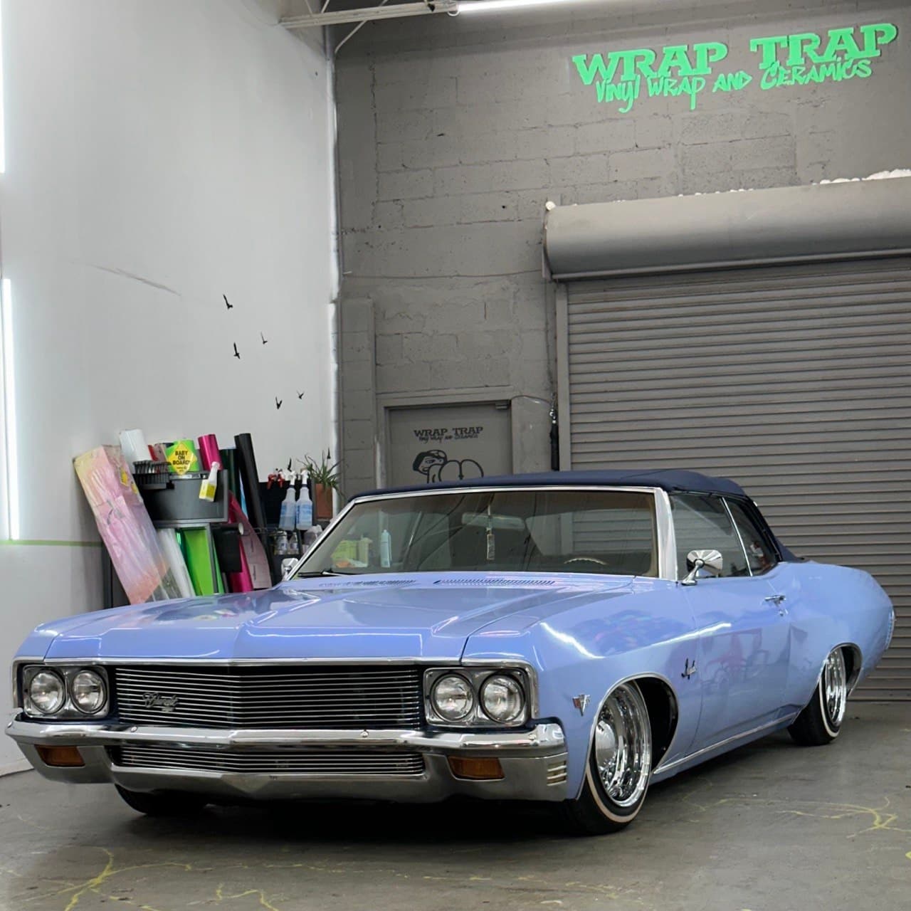 Double blue wrap on the 1969 Impala