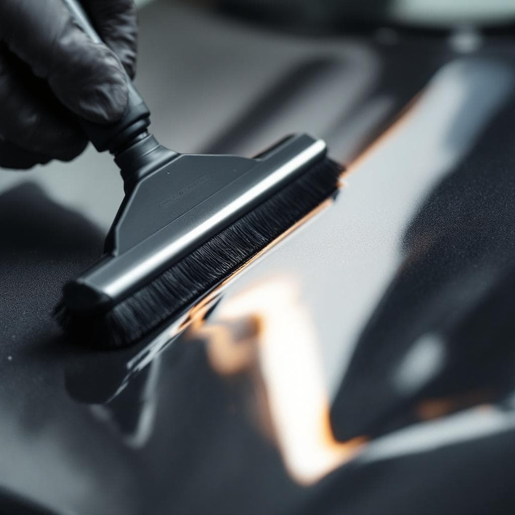 ceramic applicator streak curing on matte graphite panel