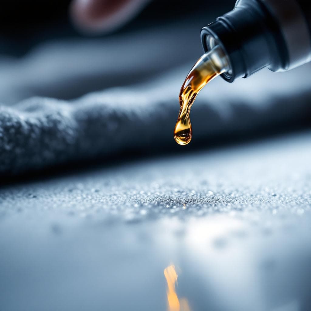ceramic coating liquid drop dispensed on microfiber applicator