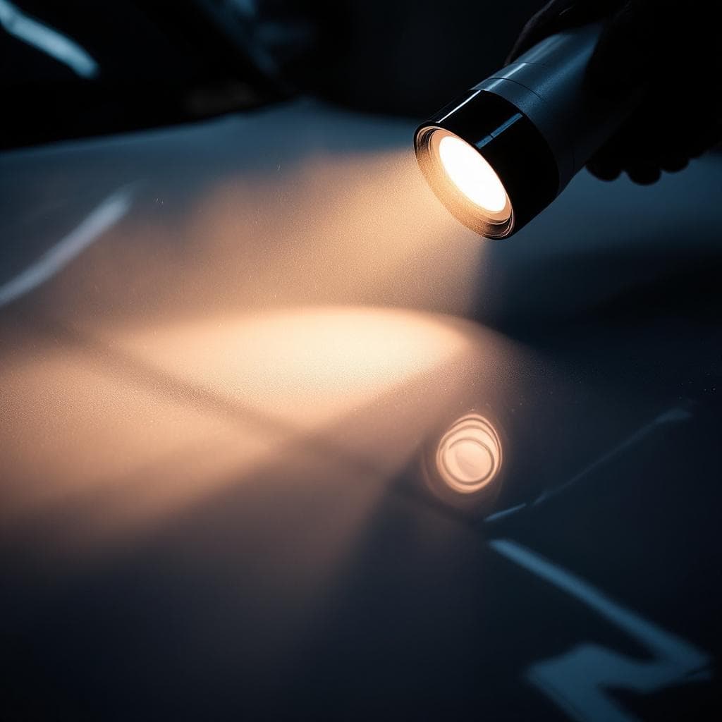 LED inspection light sweeping swirl residue on hood
