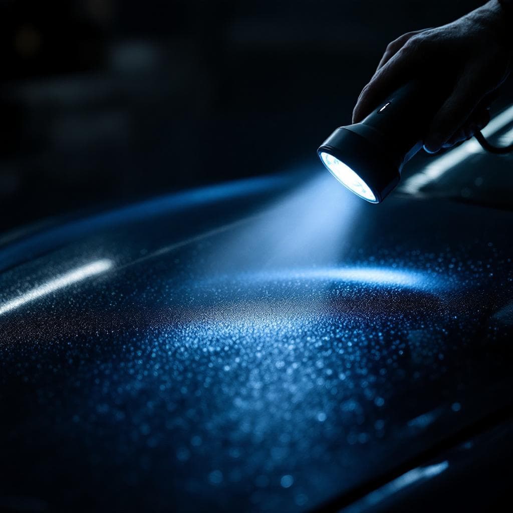 LED inspection light sweeping swirl residue on hood