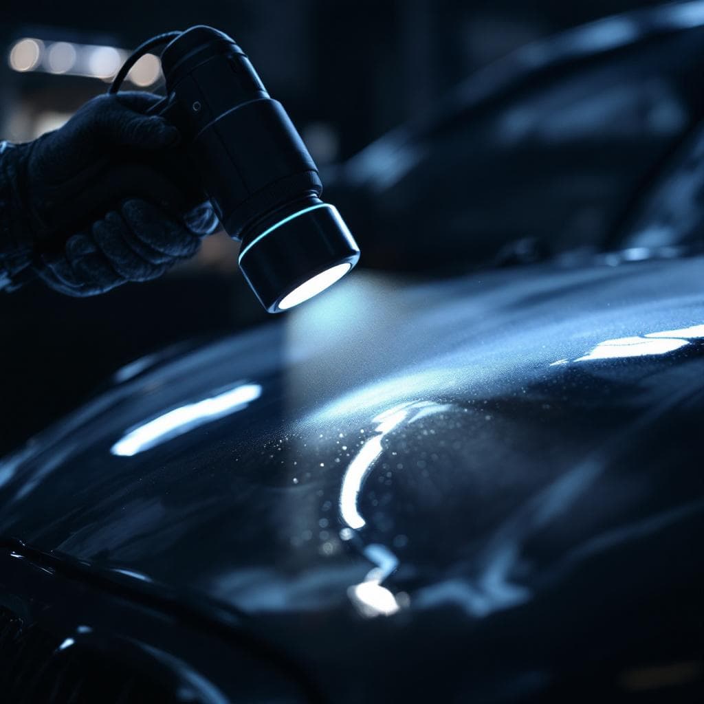 LED inspection light sweeping swirl residue on hood