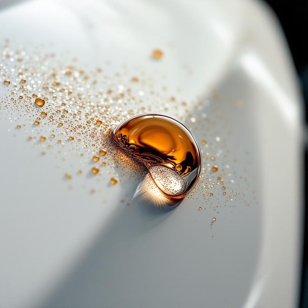 contaminant droplet rolling off ceramic-coated white paint