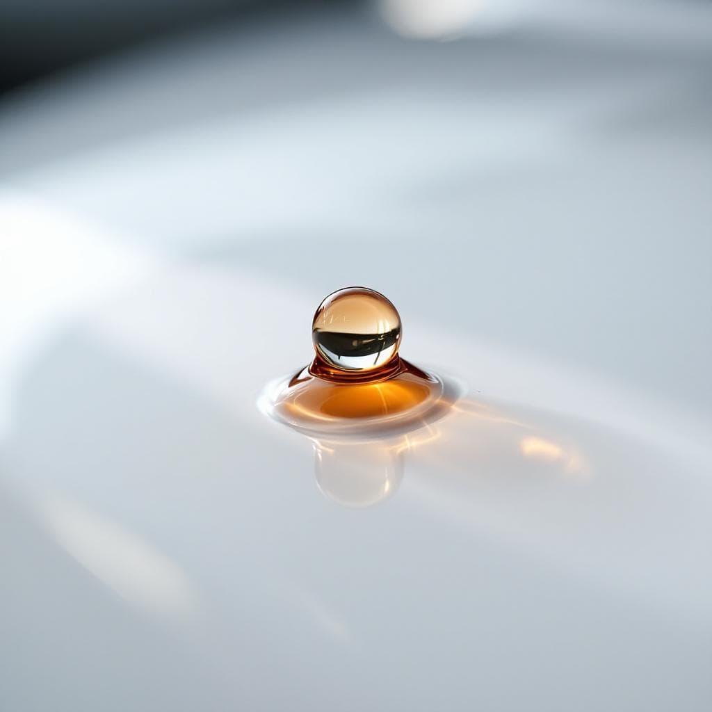 contaminant droplet rolling off ceramic-coated white paint