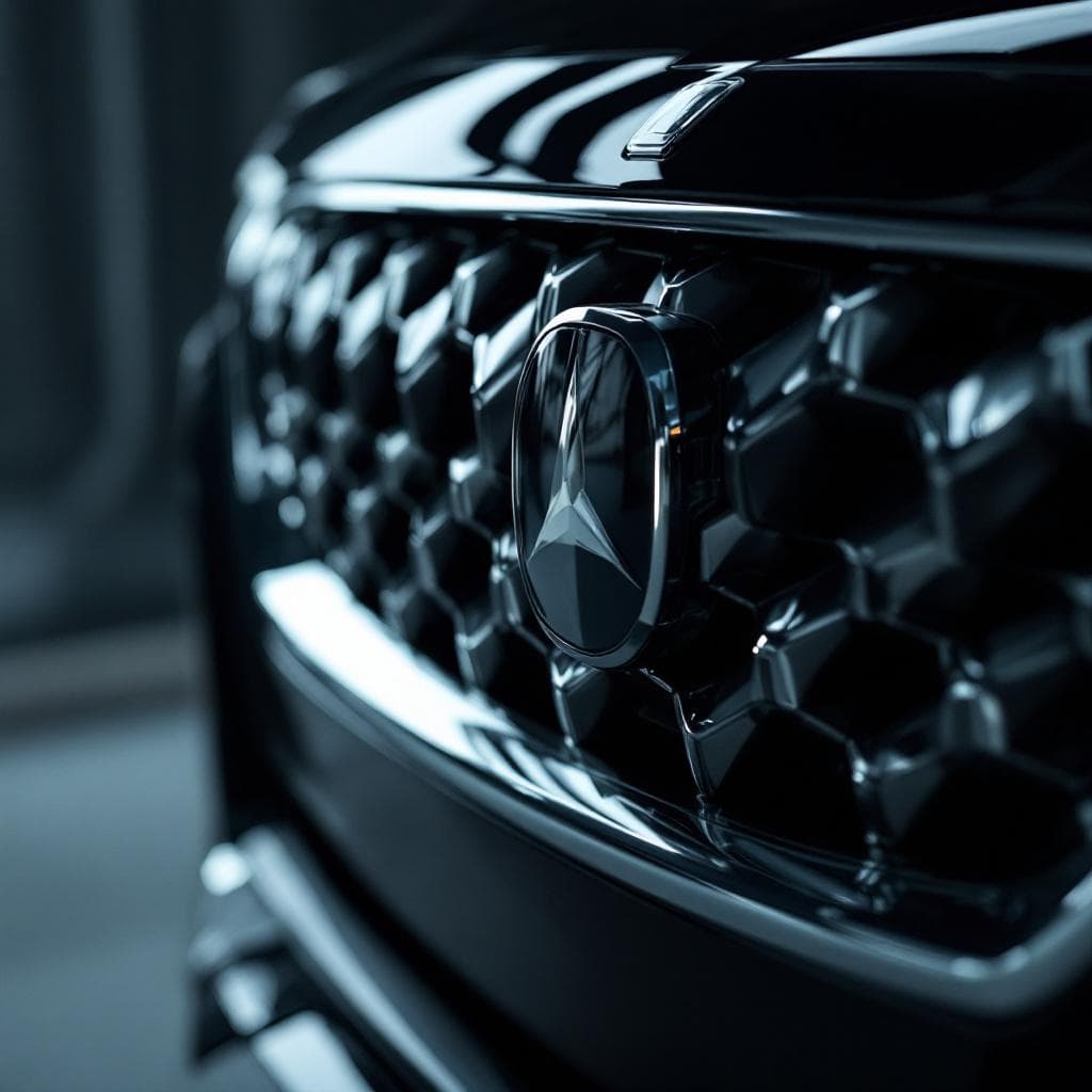 chrome grille element with ceramic liquid-glass sheen