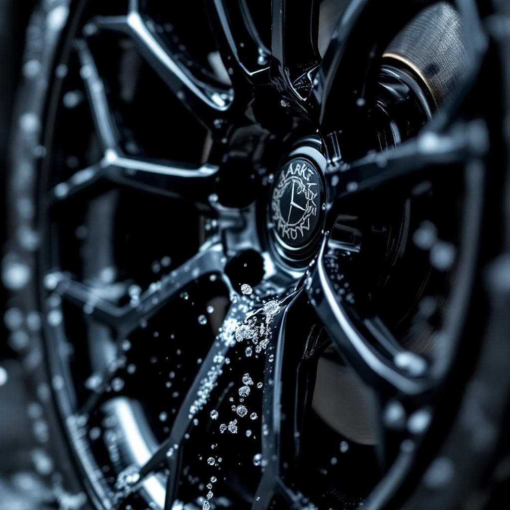 ceramic-coated black alloy wheel face shedding brake dust