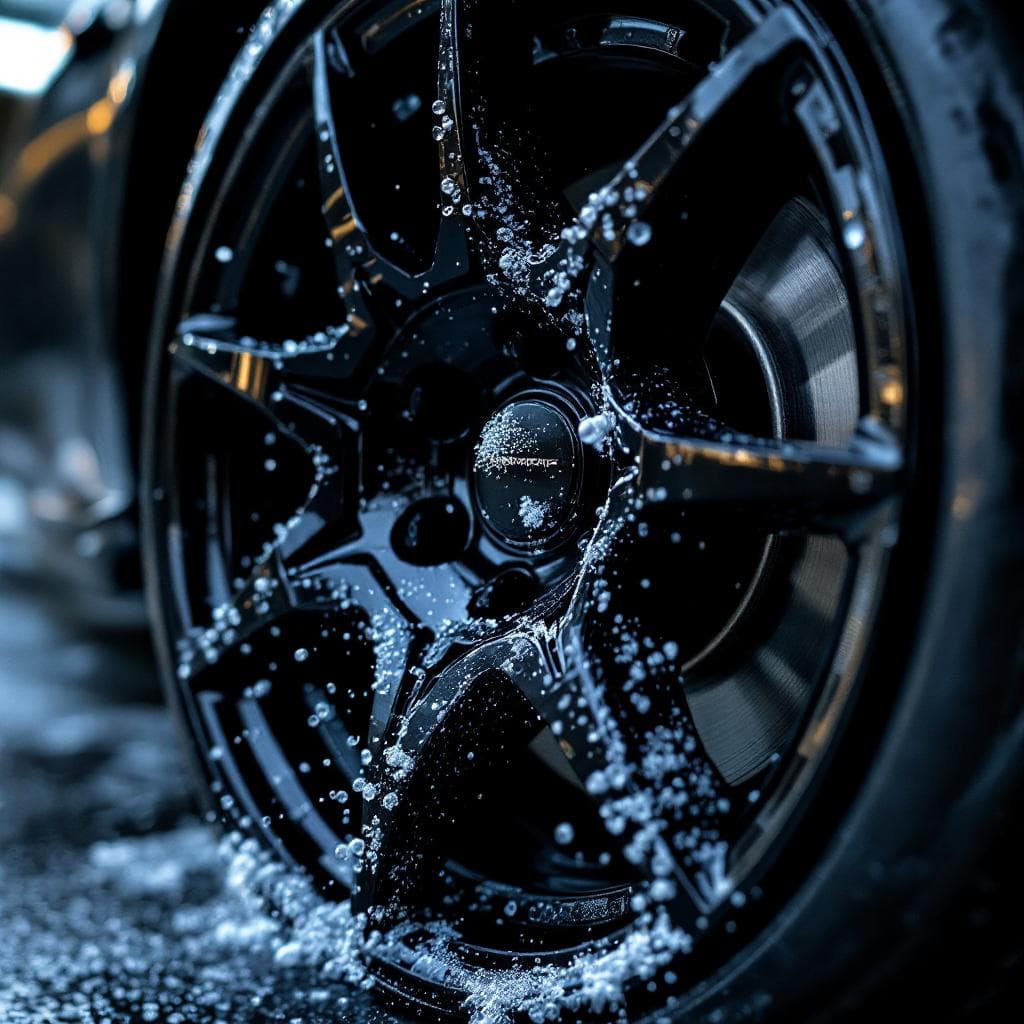 ceramic-coated black alloy wheel face shedding brake dust