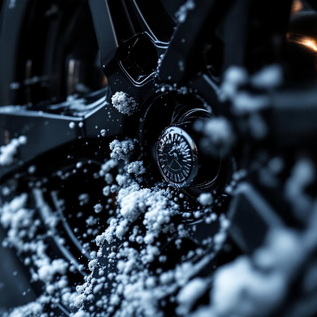 ceramic-coated black alloy wheel face shedding brake dust