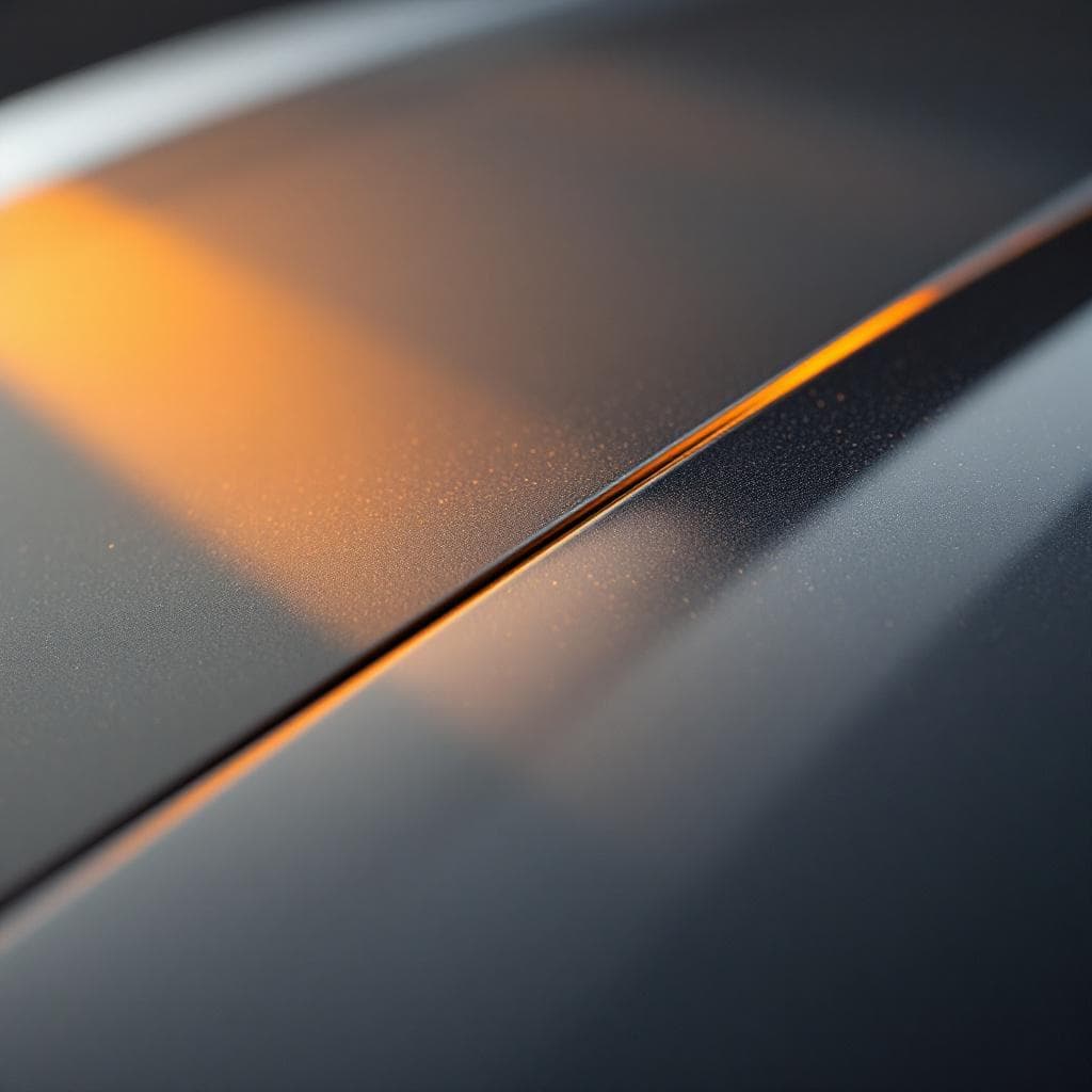 body-line mirror reflection on ceramic-coated panel