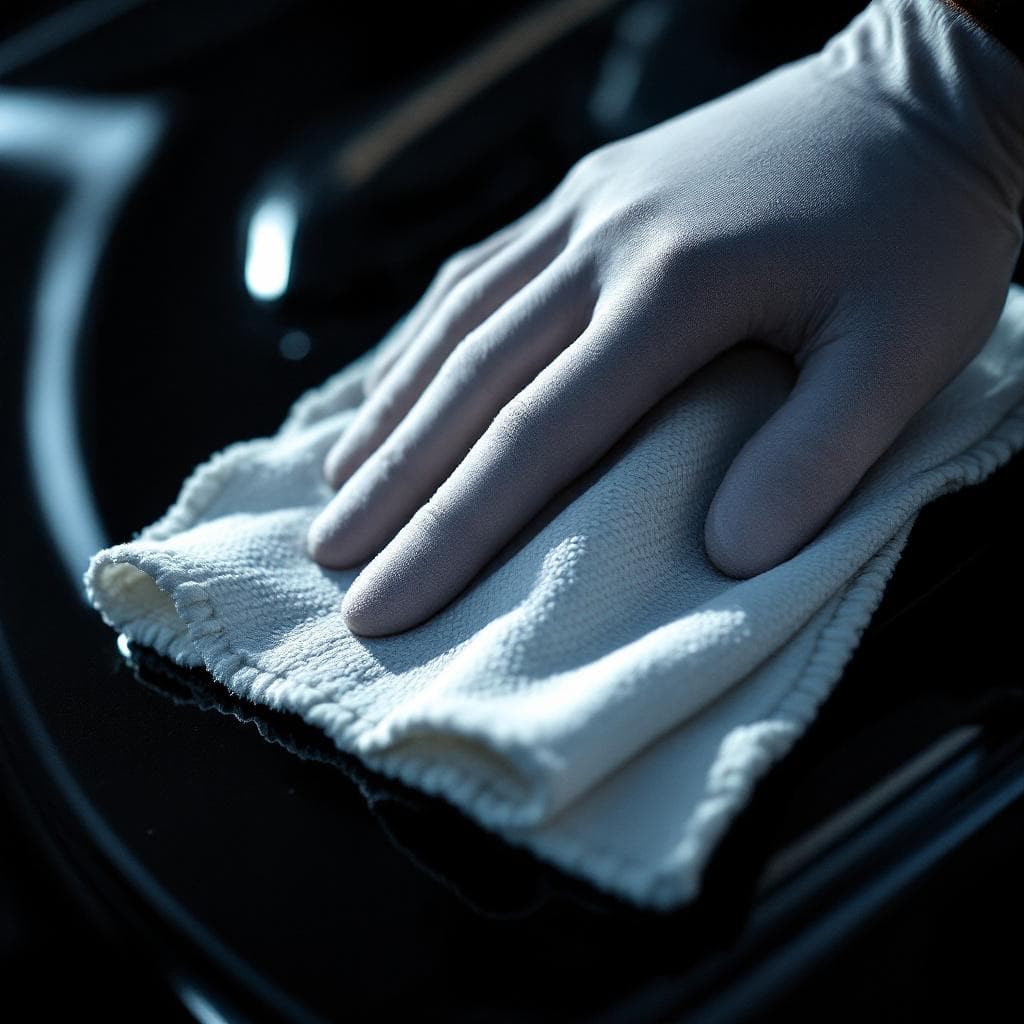 microfiber cloth gliding across ceramic-coated trunk lid