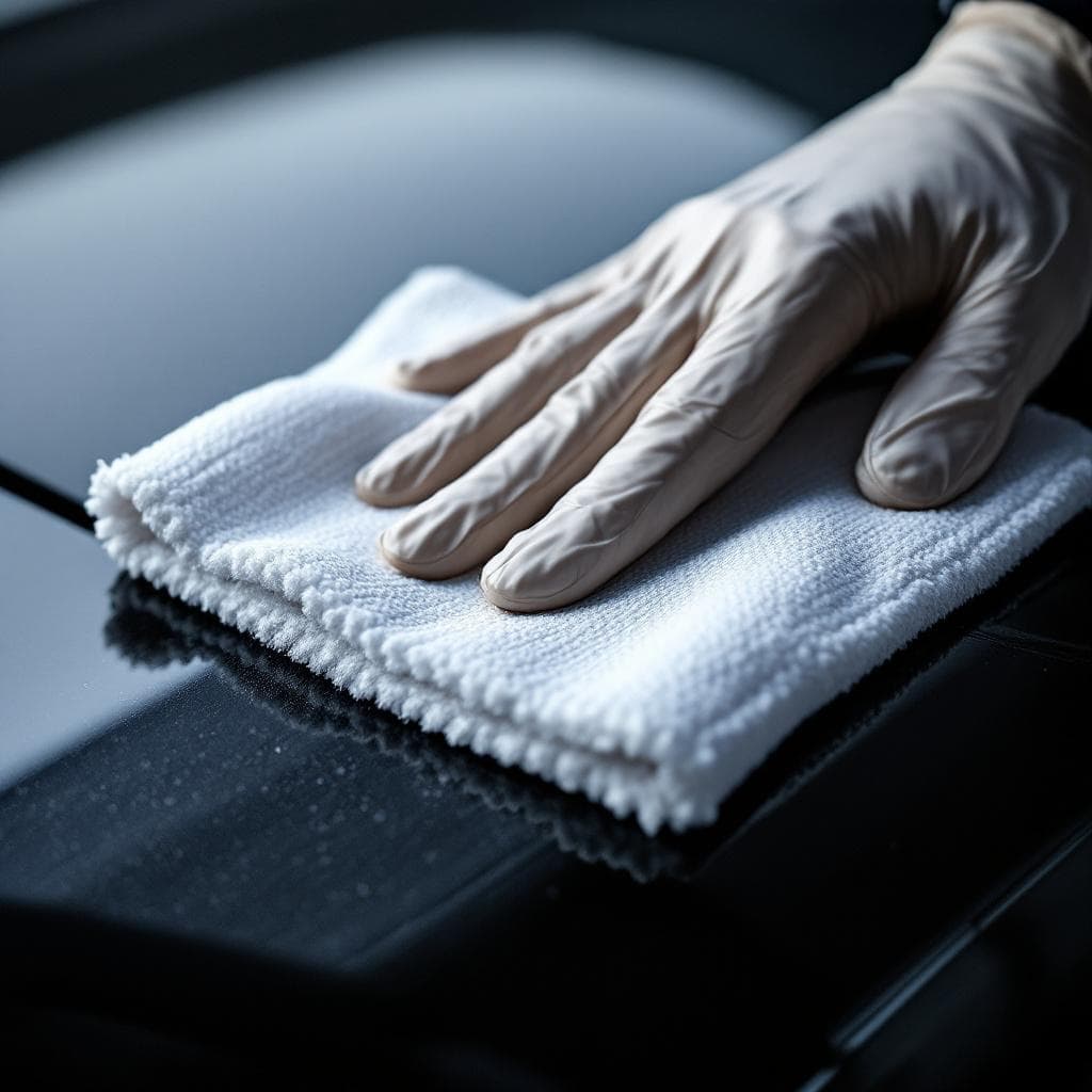 microfiber cloth gliding across ceramic-coated trunk lid