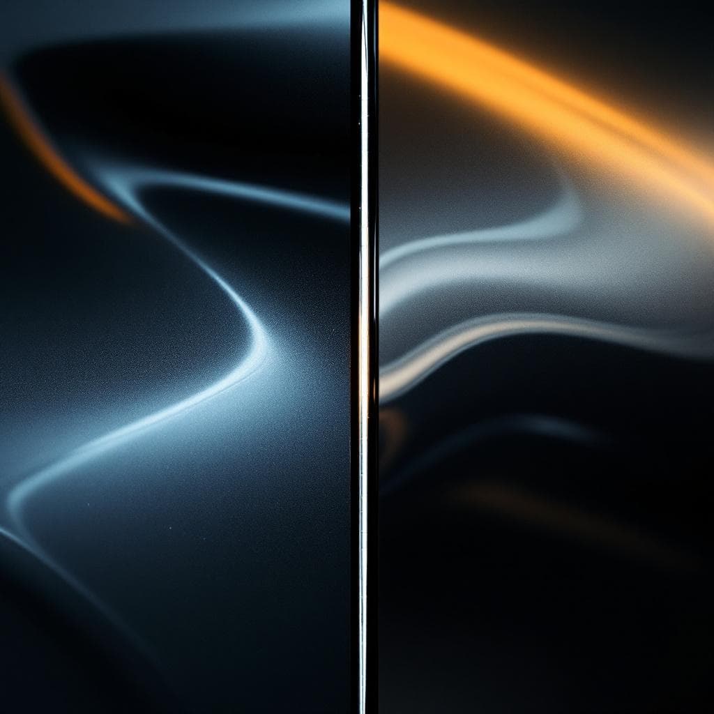 split polish — mirror half and hazy oxidation half