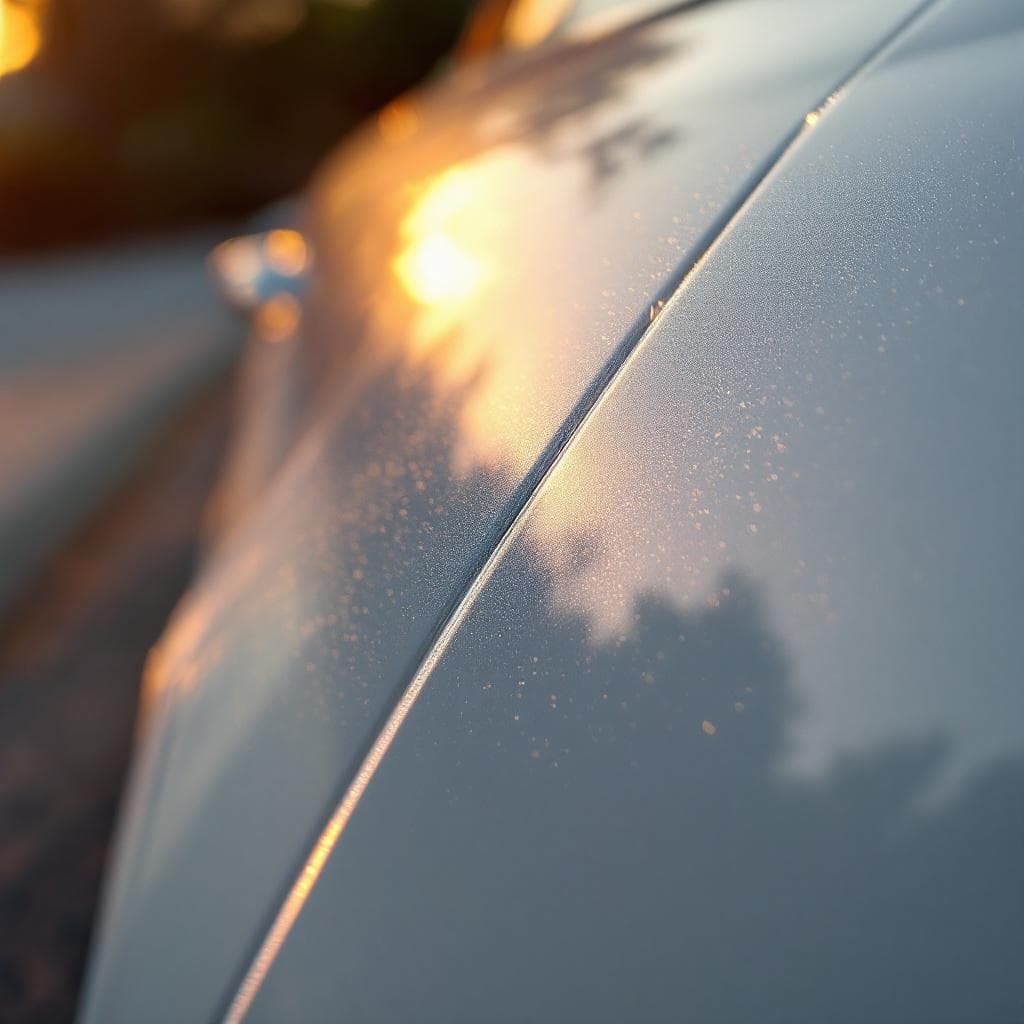 golden-hour specular highlight on pearl white body line