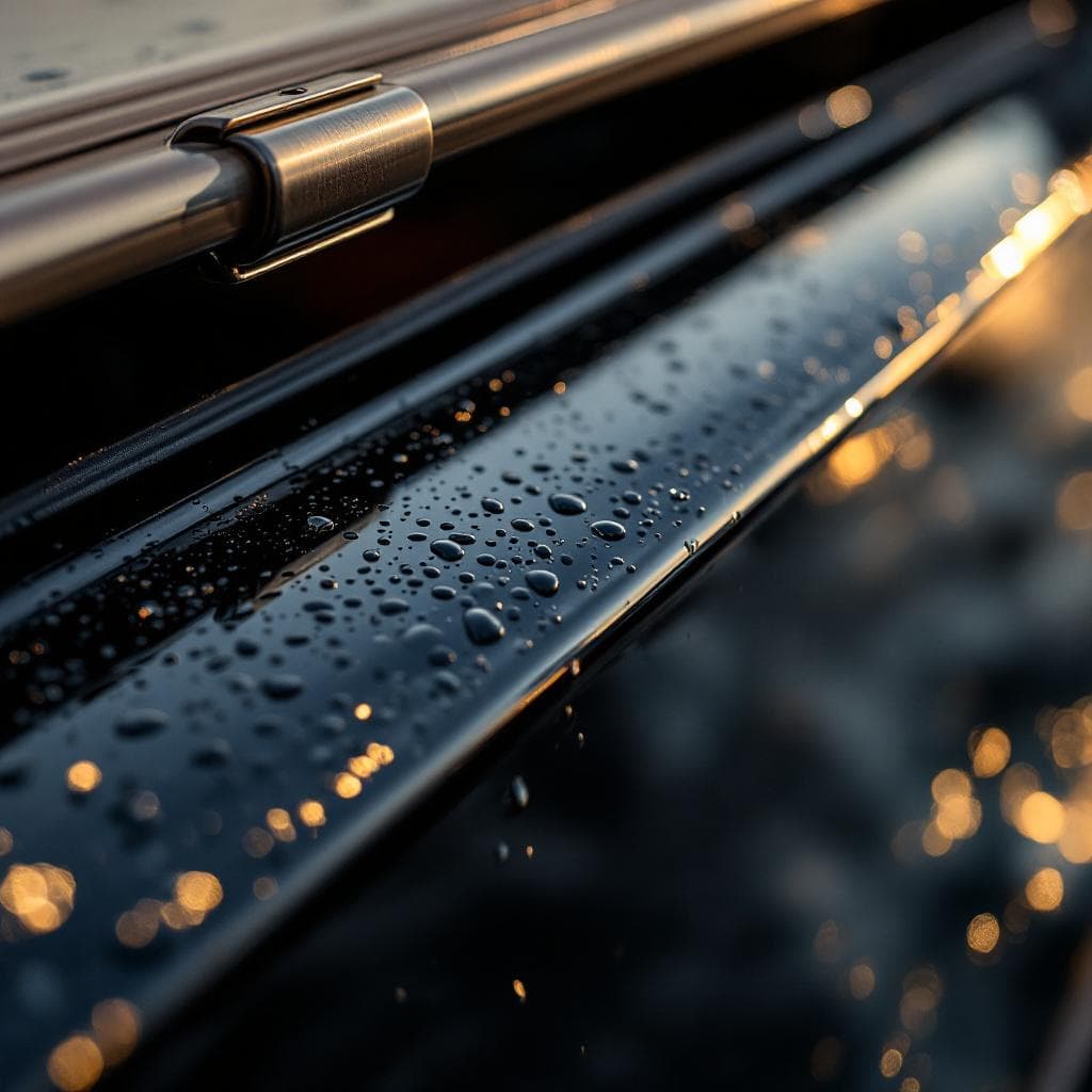 yacht hull — gloss black PPF detail