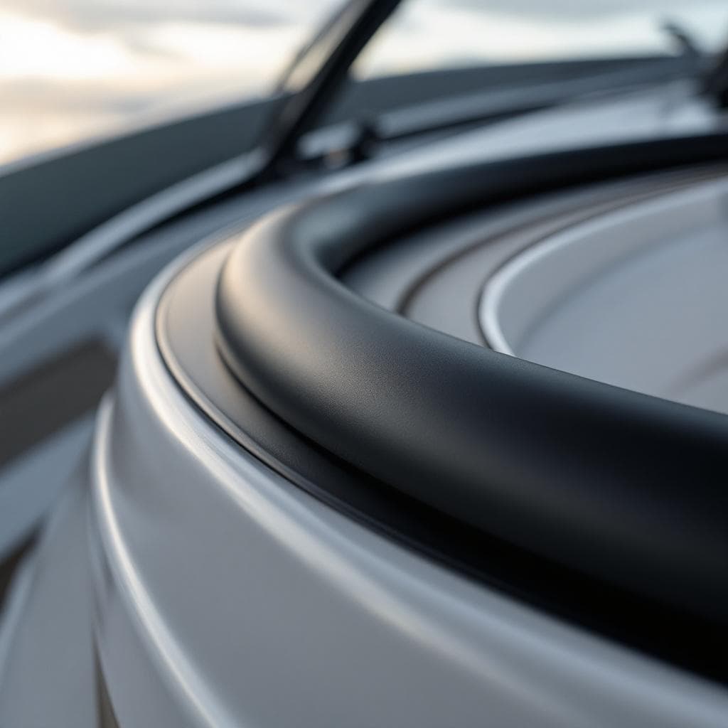 yacht helm console — matte black PPF reflection