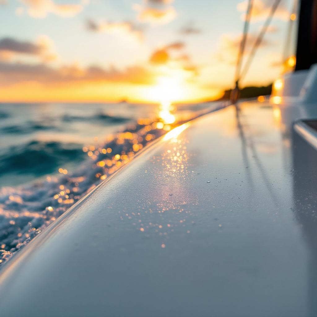 swim platform — pearl white PPF at sunset