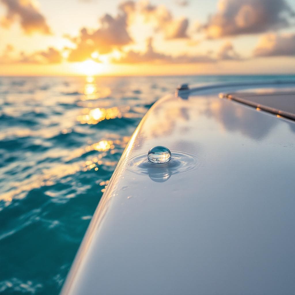 swim platform — pearl white PPF at sunset