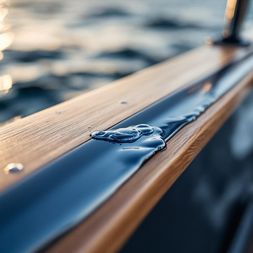 teak rub rail transition — matte navy PPF