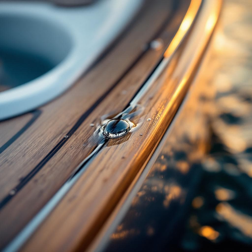 teak rub rail transition — matte navy PPF